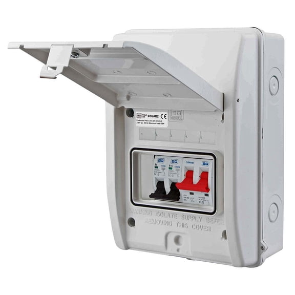 BG ELECTRICAL - Garage Kit Consumer Unit, 100A Switch, 6A & 16A MCBs, IP65