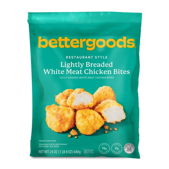 bettergoods Restaurant Style Lightly Breaded White Meat Chicken Bites, 24 oz (Frozen)