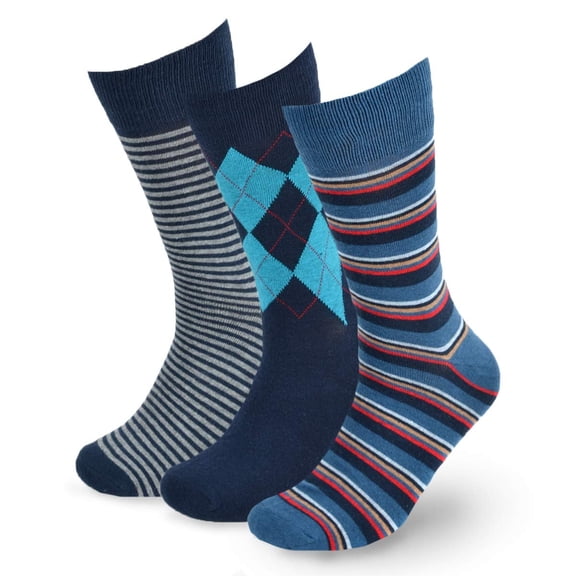 BG Premium Men's Dress Socks 3 Pairs Gift Set - Fits 10-13 - Solid, Striped, Argyle & More