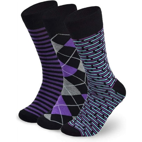 BG Premium Men's Dress Socks 3 Pairs Gift Set - Fits 10-13 - Solid, Striped, Argyle & More