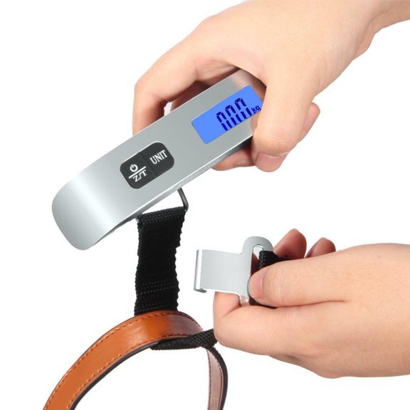 BG Style Digital Luggage Scale, 110 LB Stainless Steel Hanging Handheld Travel Scale with Tare Function - Silver