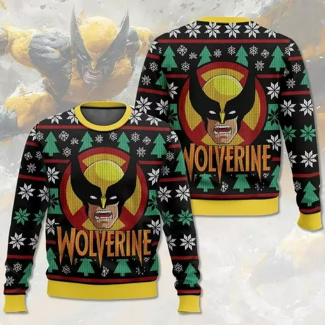 BG Wolverine Angry Deadpool Xmas Ugly Christmas Sweater XS-5XL ...