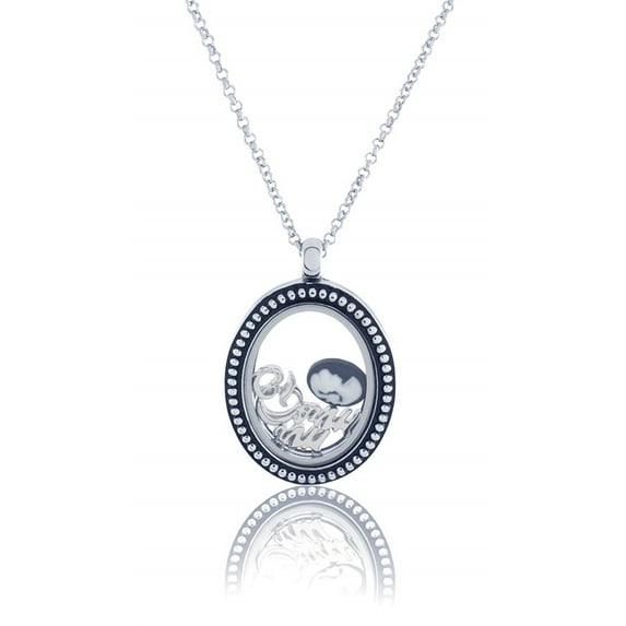 BG247 Floating Adjustable Locket Necklace (Vintage Oval)