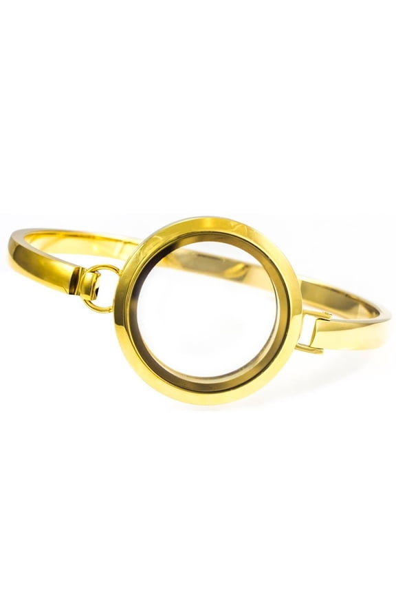 Floating Locket Bangle Bracelet (Gold No Stone Size 8)