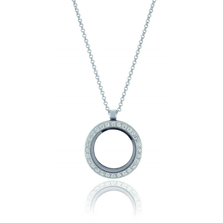 BG247 Floating Locket (Silver Rhinestone Circle)