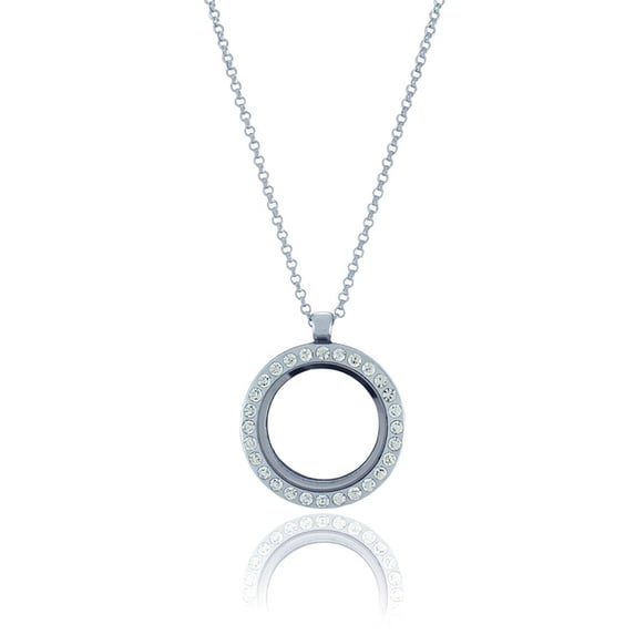 BG247 Floating Locket (Silver Rhinestone Circle)