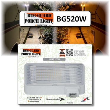 Bug-Guard™ 12V Dual Amber/White LED Flood Light For RV Porch & Off-Grid Living – BG520W