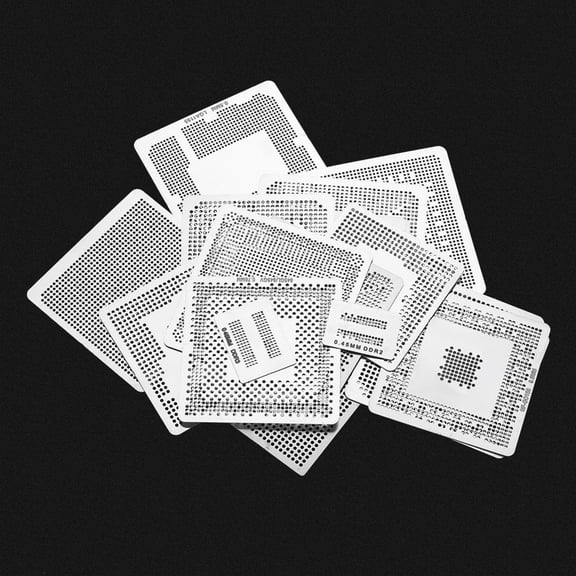 BGA Stencils Template, Silver Stainless Steel Reballing Stencils, Durable 130Pcs Directly Heat Set Kit for Desktop Laptop