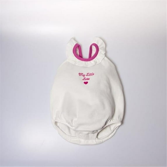 BGBRRBS69 Balloon Ribbon & Ruffle Bodysuit - White, 6-9 months