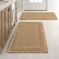 thumbnail image 1 of BGC Set of 2 Waffle Bathroom Rugs, Boho Bath Rug Super Absorbent, Non Slip Washable Ultra Soft Rubber Backed Shower Bath Mats for Floor, Tub, Shower, Bordered Design, Brown, 18x30 Inch, 1 of 13