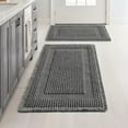 thumbnail image 1 of BGC Set of 2 Waffle Bathroom Rugs, Boho Bath Rug Super Absorbent, Non Slip Washable Ultra Soft Rubber Backed Shower Bath Mats for Floor, Tub, Shower, Looped Design, Dark Grey, 17"x24"+18"x30", 1 of 13