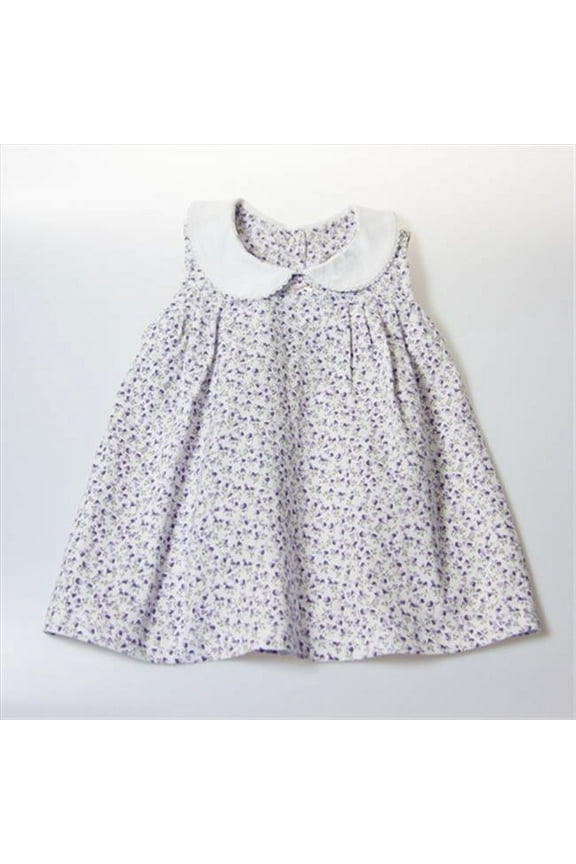 BGCDRESS1824 Peter Pan Collar Girl Dress - White With Flower Prints, 18-24 Months