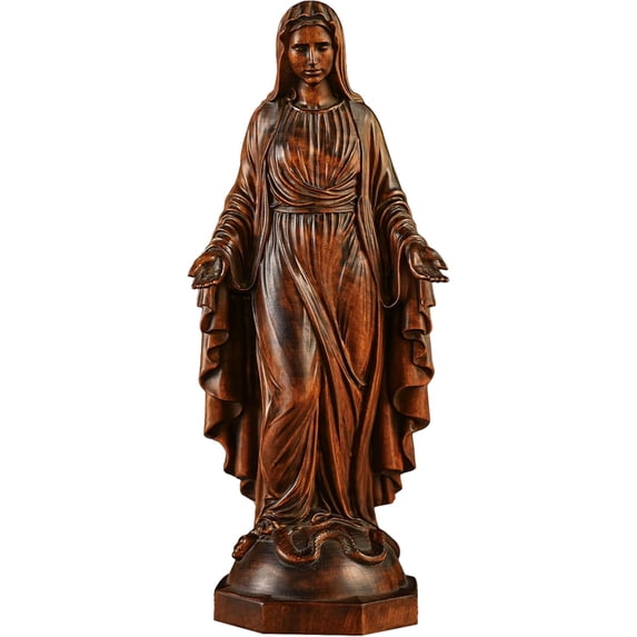 BGCOPPER Wooden Virgin Mary Statue,Our Lady of Guadalupe Catholic Home Decor