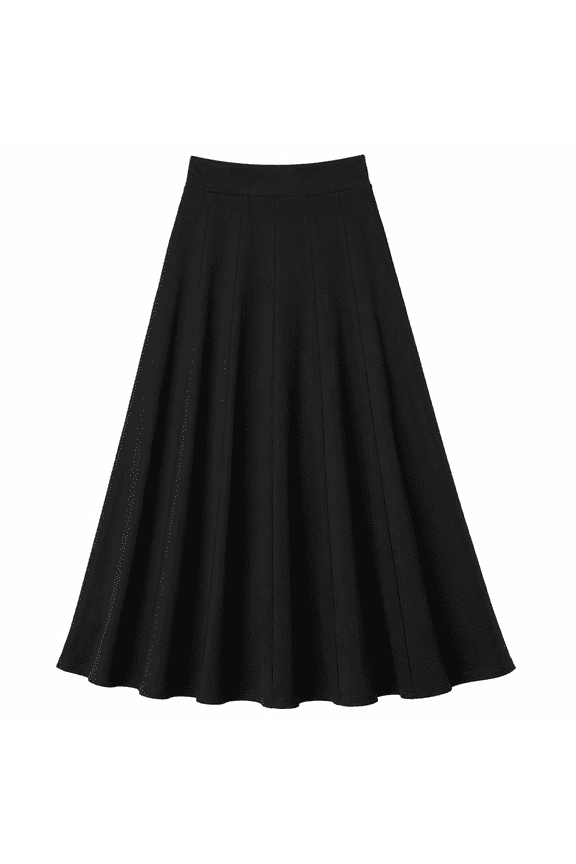 Classic Luxe Black Cotton Panel Maxi Skirt – 32” Length black small