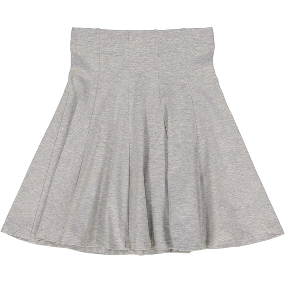 BGDK Girls' School Uniform Pleated Pull-on Knee Length Panel Skirt, Knit Waistband Light Heather 18