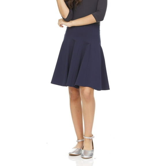BGDK Girls Uniform Cotton Pleated Panel Skirt BK1602 navy 14