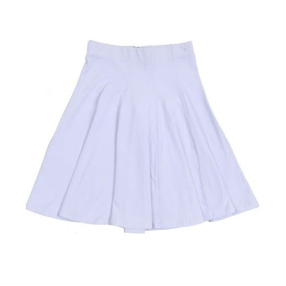 BGDK Girls Uniform Cotton Pleated Panel Skirt BK1602 white 14