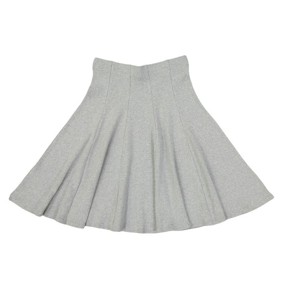 BGDK Girls Uniform Ribbed Cotton Panel Skirt - BK-1610 light heather grey 12