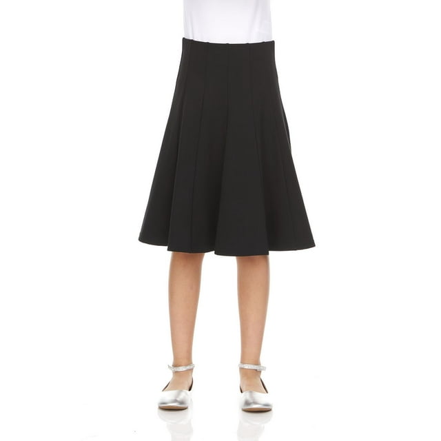 BGDK Pleated Panel Uniform Skirt for Girls Elastic Waist Lycra Fabric