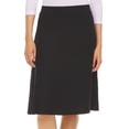 thumbnail image 1 of BGDK Women's Basic Plain Thin Lightweight Stretchy Ribbed Knit Knee Length A-Line Skirt Black x Small, 1 of 3