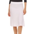 thumbnail image 1 of BGDK Women's Basic Plain Thin Lightweight Stretchy Ribbed Knit Knee Length A-Line Skirt White Large, 1 of 3