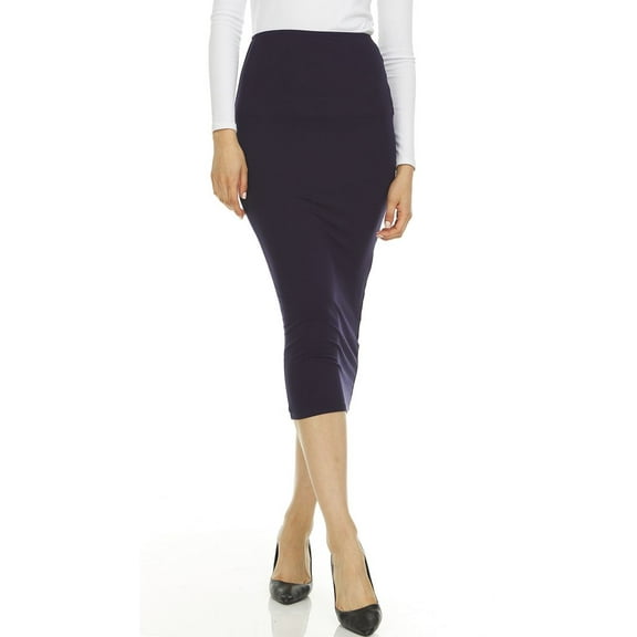 BGDK Women's High Waist Slim Midi Maxi Skirt BKJH007 navy x small