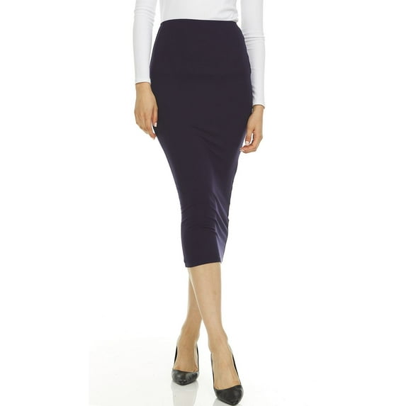 BGDK Women's High Waist Slim Midi Maxi Skirt BKJH007 navy x small