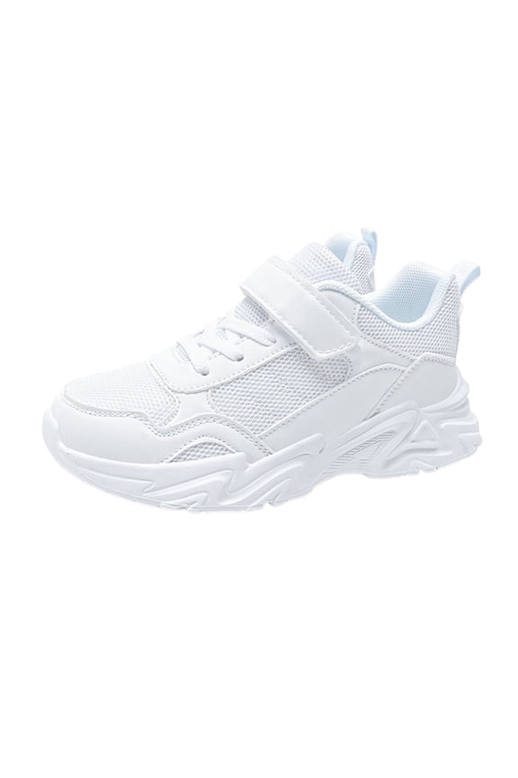 Kids' Breathable Mesh Sports Shoes, Boys Girls' Lightweight White Sneakers, Versatile Casual Trainers for 5-17 Year 5.5-6 Years