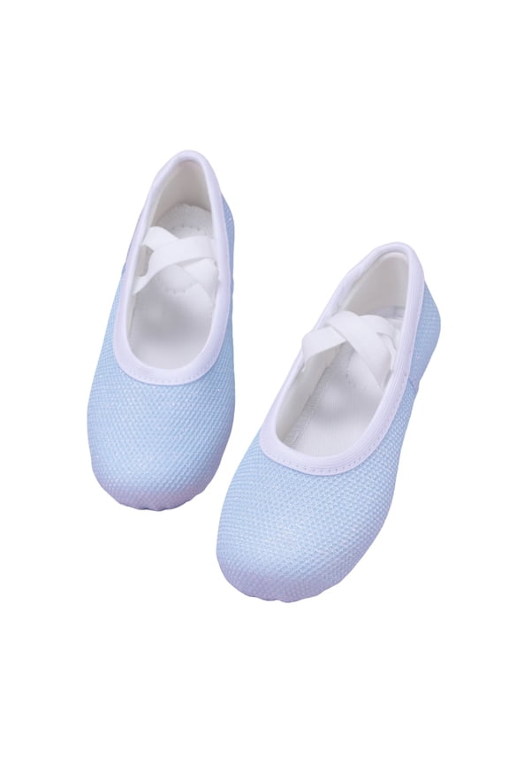 Kids' Mesh Glitter Ballet Slippers, Girls' Split-Sole Dance Shoes, Lightweight Footwear for Practice, Recital & Stage 7.5-8 Years