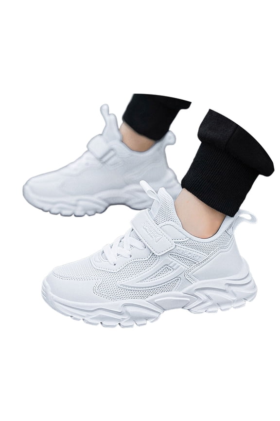 Kids' Soft-Sole Sports Shoes,Kids' Lightweight Mesh Sneakers, Boys Girls' Breathable White Trainers, Casual Sports Shoes for All Seasons 7-8 Years