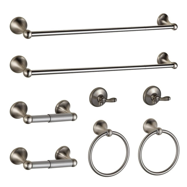 BGL 8Pieces Nickel Bathroom Accessory Set with Adjustable Towel Bar