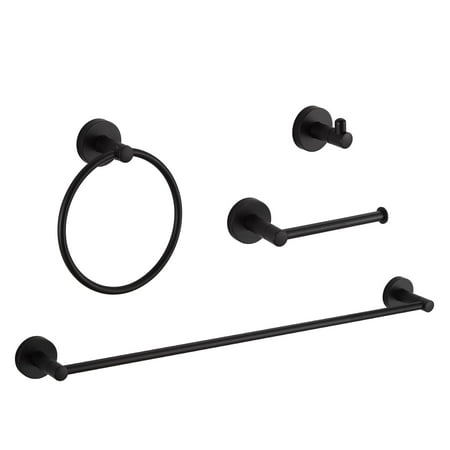 BGL Bathroom Hardware Set Matte Black 4-Pieces Bathroom Towel Rack 24 Inches Adjustable Bathroom Accessories Set