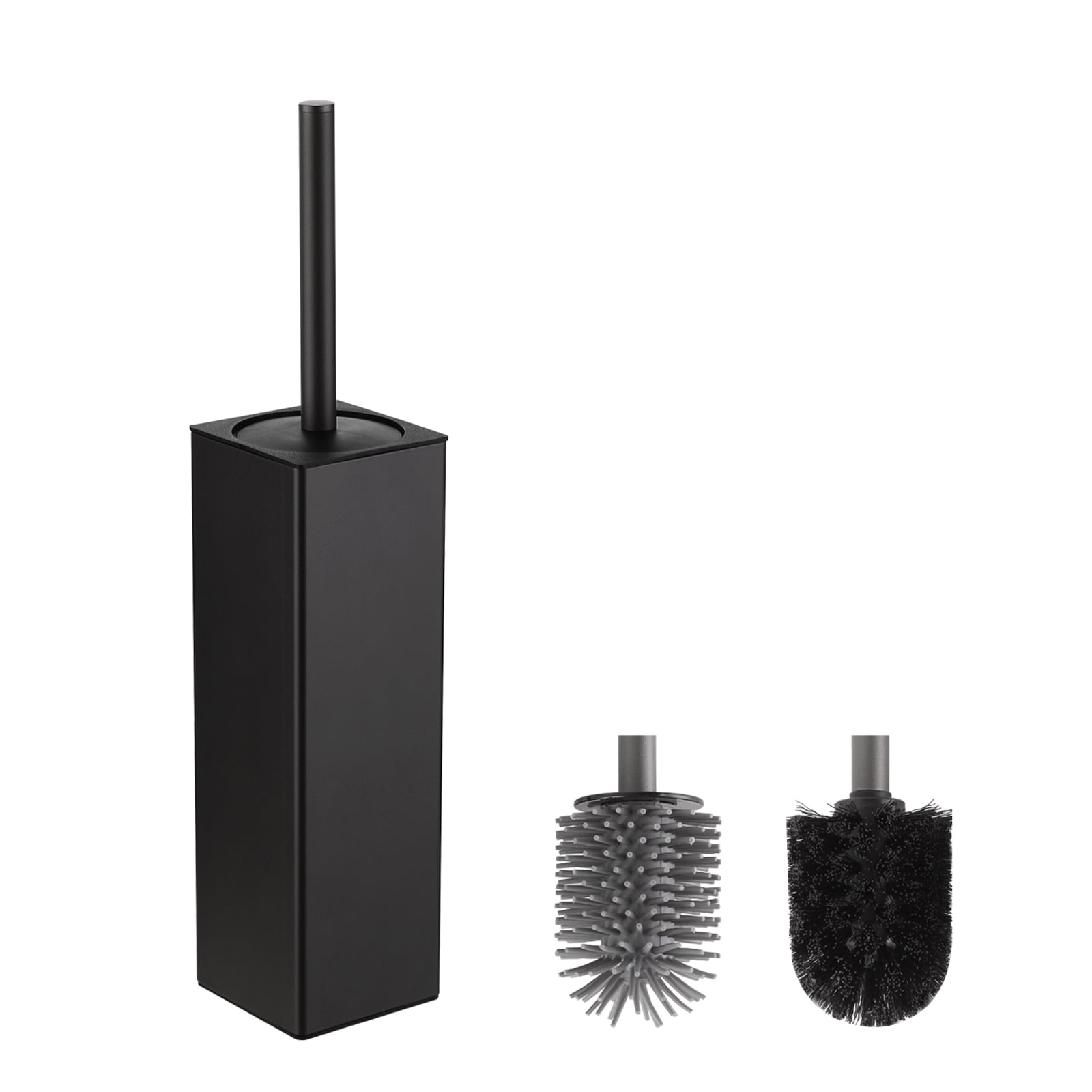 BGL Freestanding Aluminium Toilet Brush with Holder for Bathroom Storage and Organization Toilet Bowl Cleaner Brush and Holder, Square Design Sturdy and Space Saving (Black)