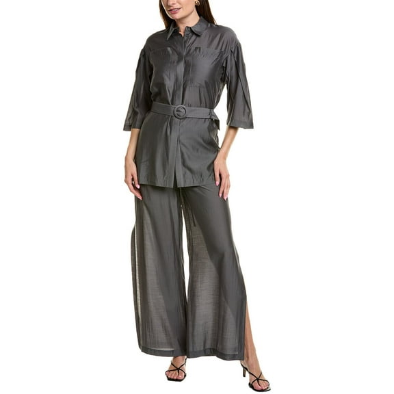 BGL womens 2pc Blouse & Pant Set, 4, Grey