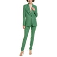 thumbnail image 1 of BGL womens  2pc Linen-Blend Blazer & Pant Set, 4, Green, 1 of 3