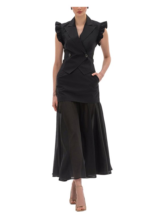 womens 2pc Vest & Skirt Set, 4, Black