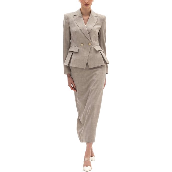 BGL womens  2pc Wool Jacket & Skirt Set, 4, Beige