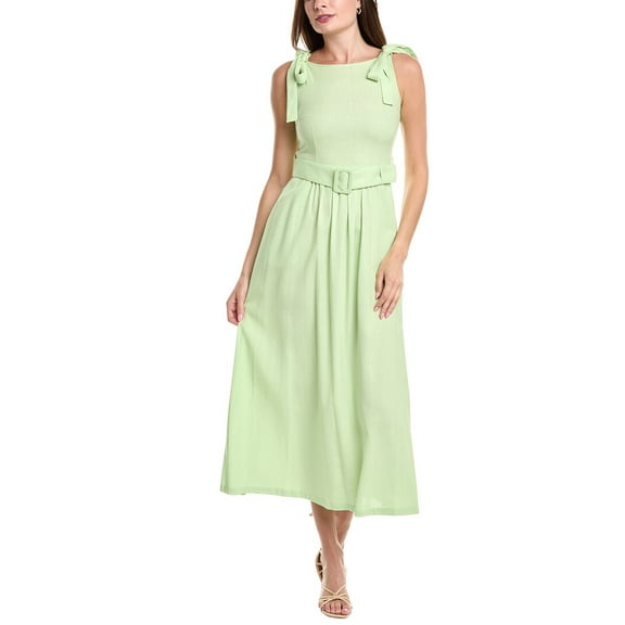 BGL womens  Linen-Blend Midi Dress, 6, Green