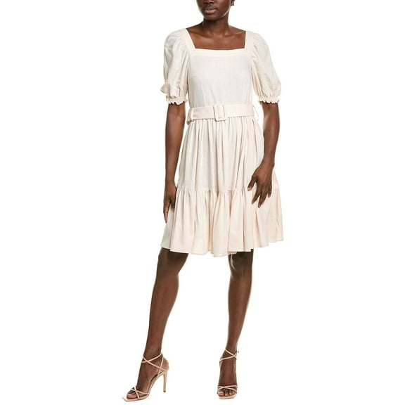 BGL womens Linen-Blend Mini Dress, 2, White