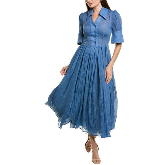 BGL womens Pleated Midi Dress, 14, Blue