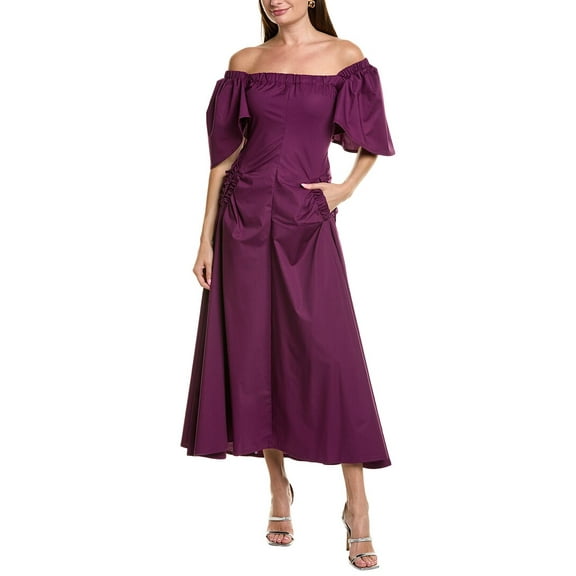 BGL womens  Ruched Midi Dress, 2, Purple