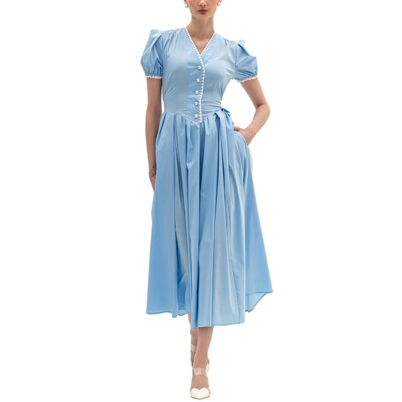 BGL womens Sleeveless Midi Dress, 2, Blue