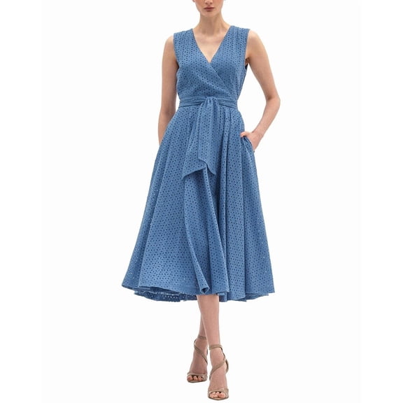 BGL womens Sleeveless Midi Dress, 4, Blue