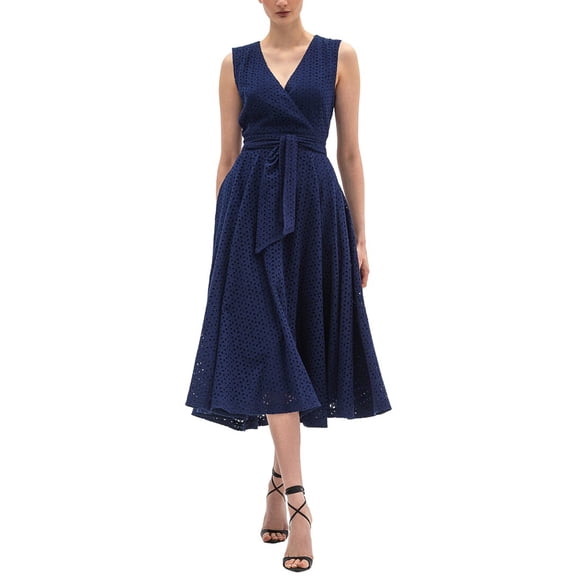 BGL womens Sleeveless Midi Dress, 6, Blue