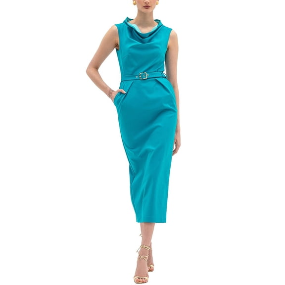 BGL womens Sleeveless Sheath Dress, 8, Blue