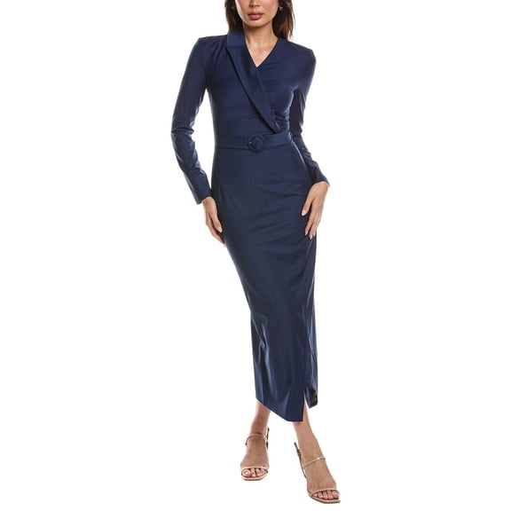 BGL womens Wool-Blend Midi Dress, 6, Blue