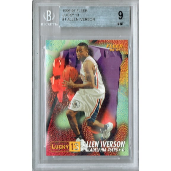 BGS 9.5 Allen Iverson 1996 Fleer #1 Lucky 13 Rookie Card
