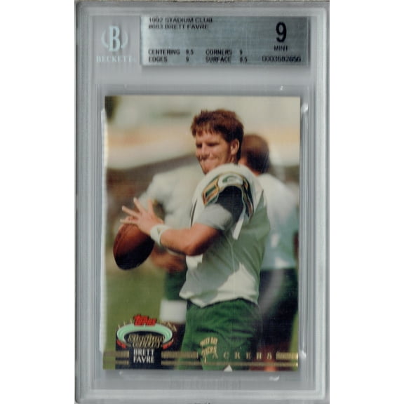 BGS 9 Brett Favre 1992 Stadium Club #683 Rookie Card Green Bay Packers