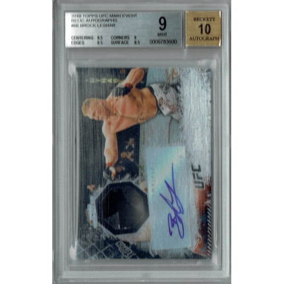 BGS 9 Brock Lesnar 2010 Topps UFC #66 Relic 10 Auto Rare Trading Card