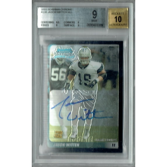 BGS 9 Jason Witten 2003 Bowman Chrome #230 Auto Rookie Card Dallas Cowboys